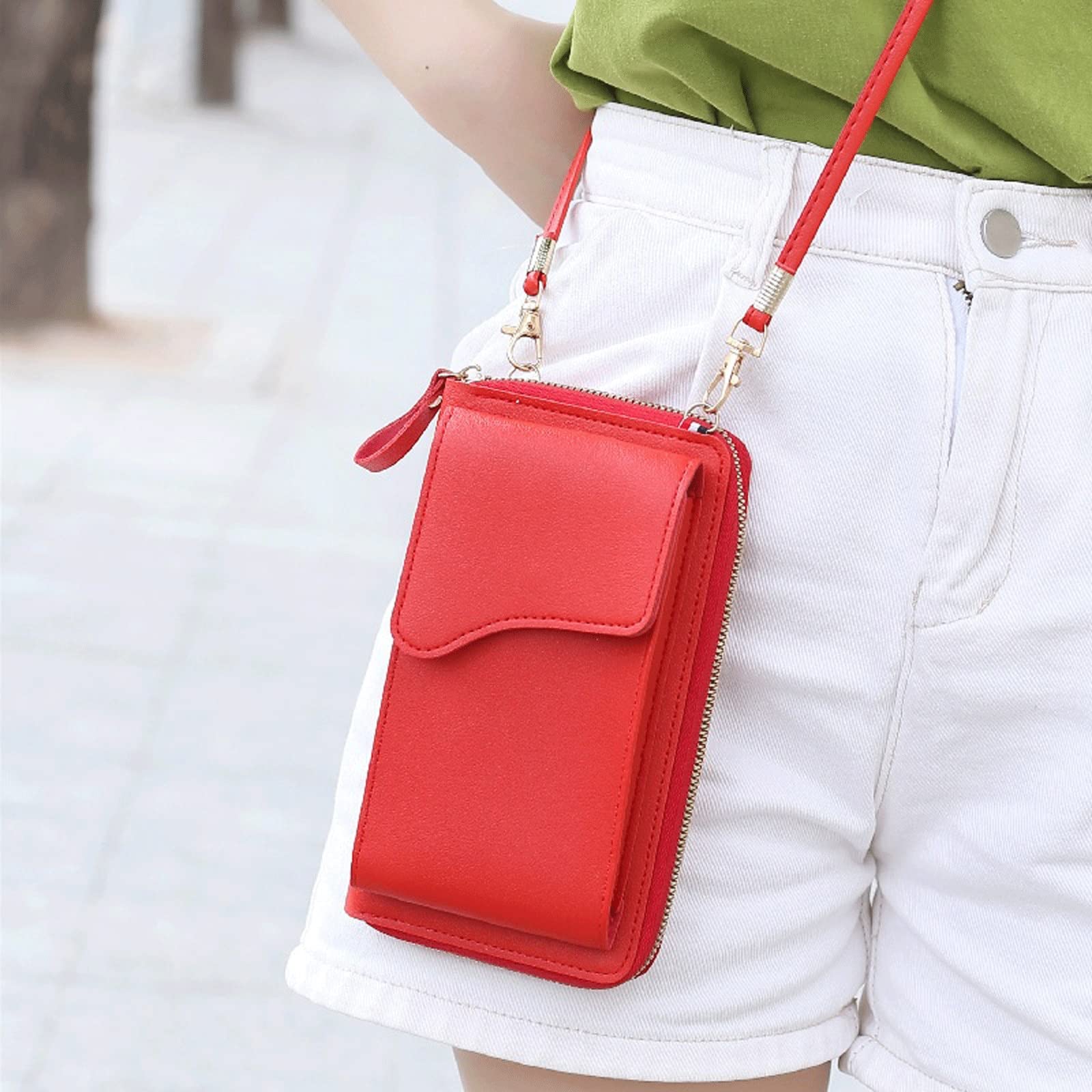 Accordion Wallet Zip - Borsa a Tracolla da Donna Piccola,