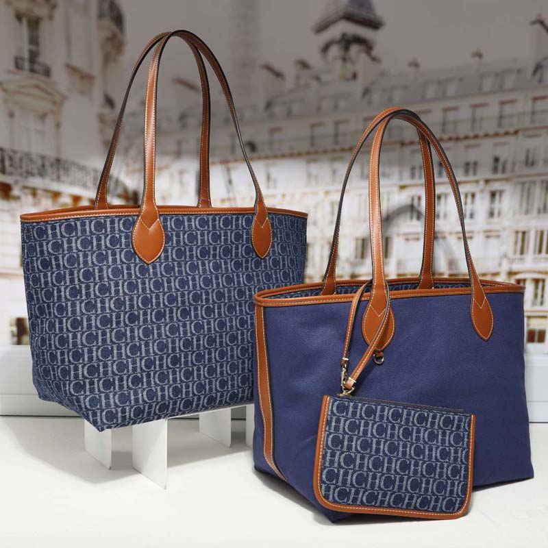 Tote Bag Leather Monogram - Borsa tote in denim con monogramma
