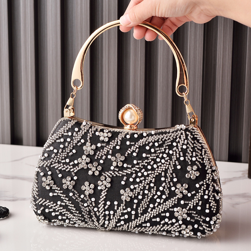 Luxury Bags China Wholesale - Borsa Nera con Perline Vintage da