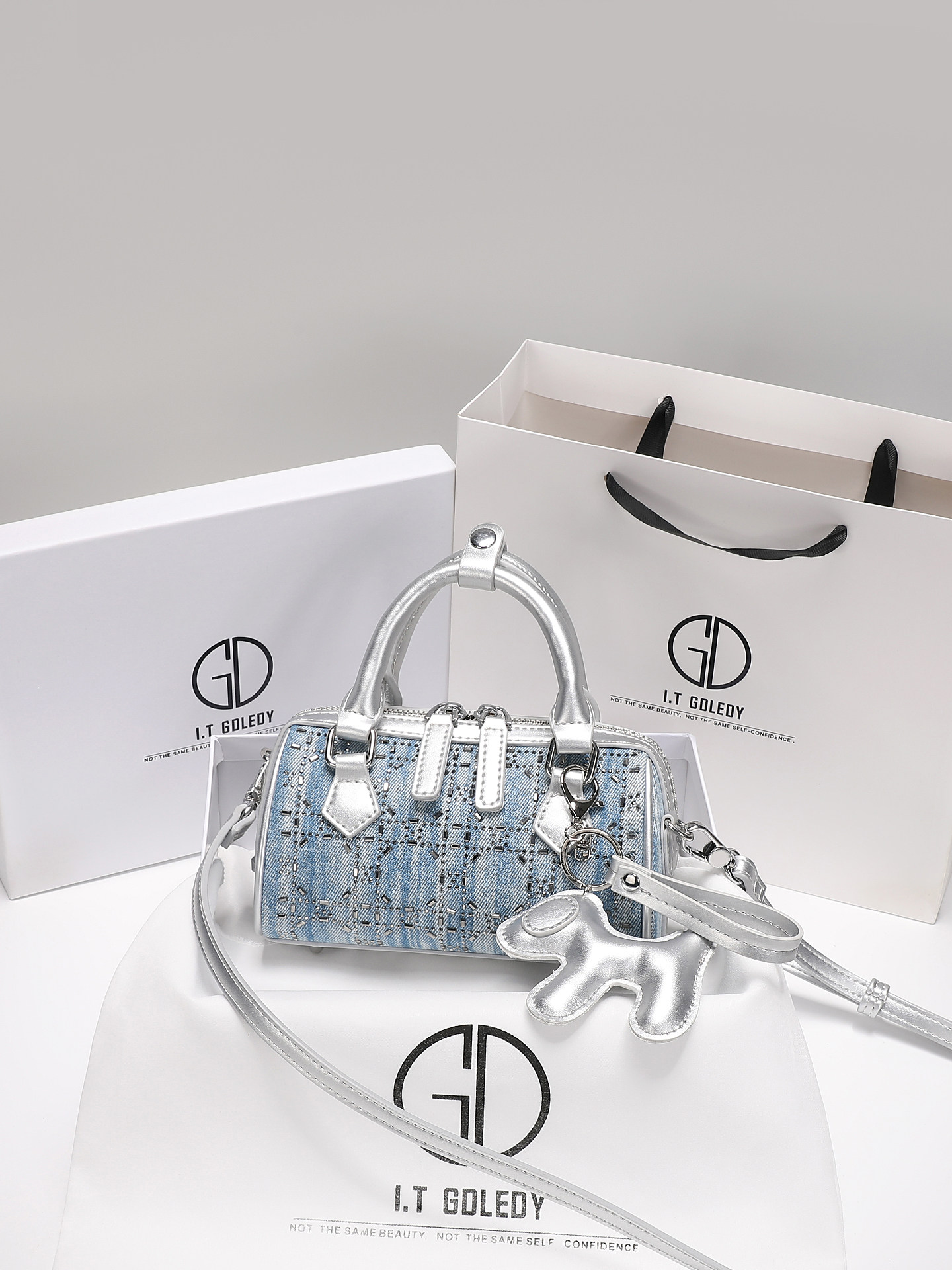 Luxury Bags Denim - Borsa Boston di Lusso e Vintage