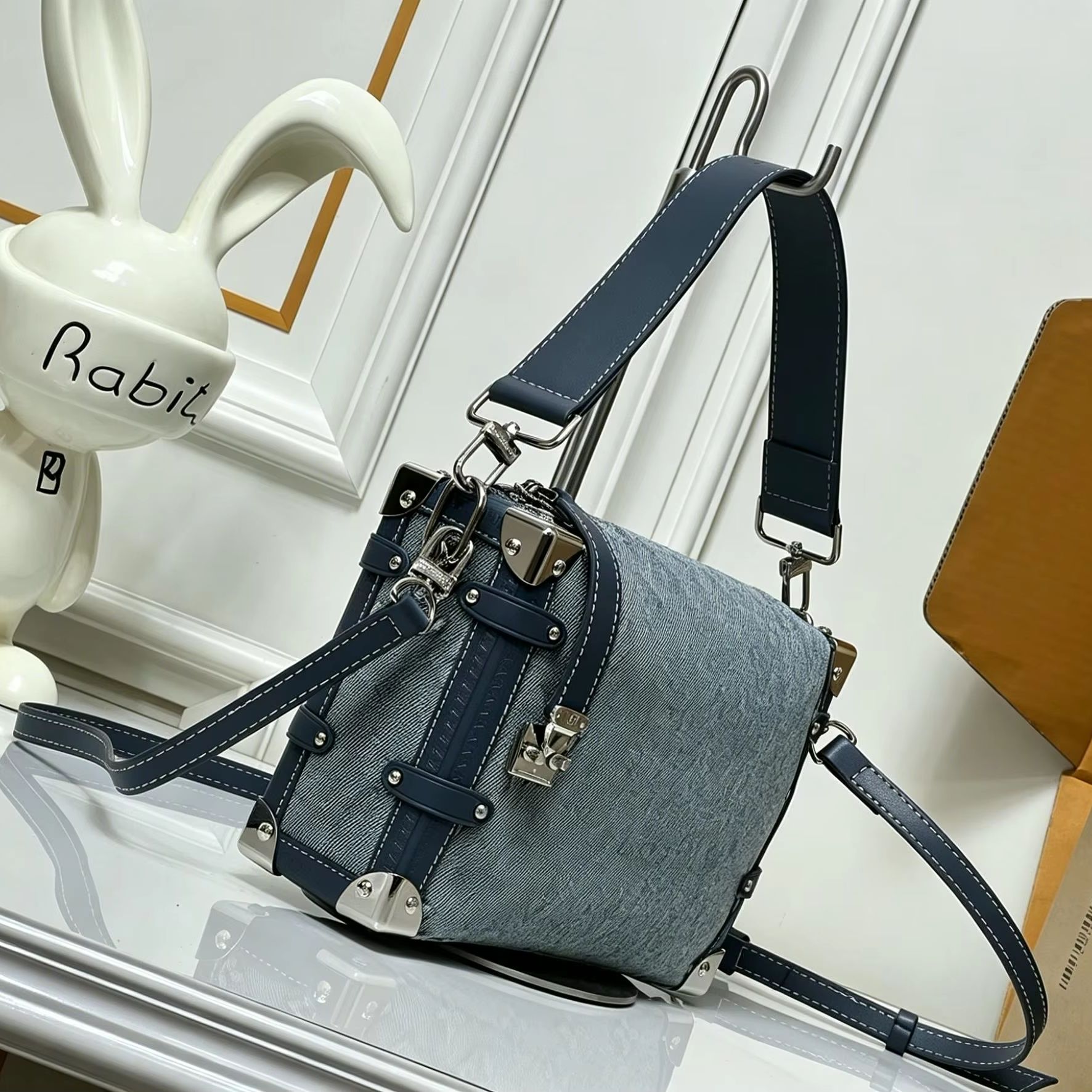 Borsa Mini Trunk in Denim Jacq - Luxury Bags Denim recensione e prezzo